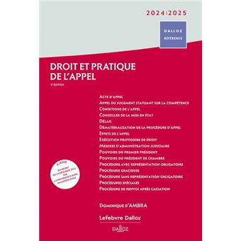 Droit et pratique de l'appel 2024/2025